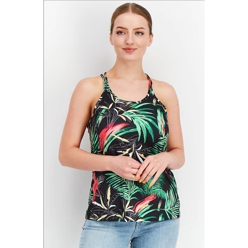 Ideology Black Palms Tank Top Extra Small